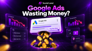 Google Ads optimisation showing wasted ad spend, search terms, A/B testing and location targeting
